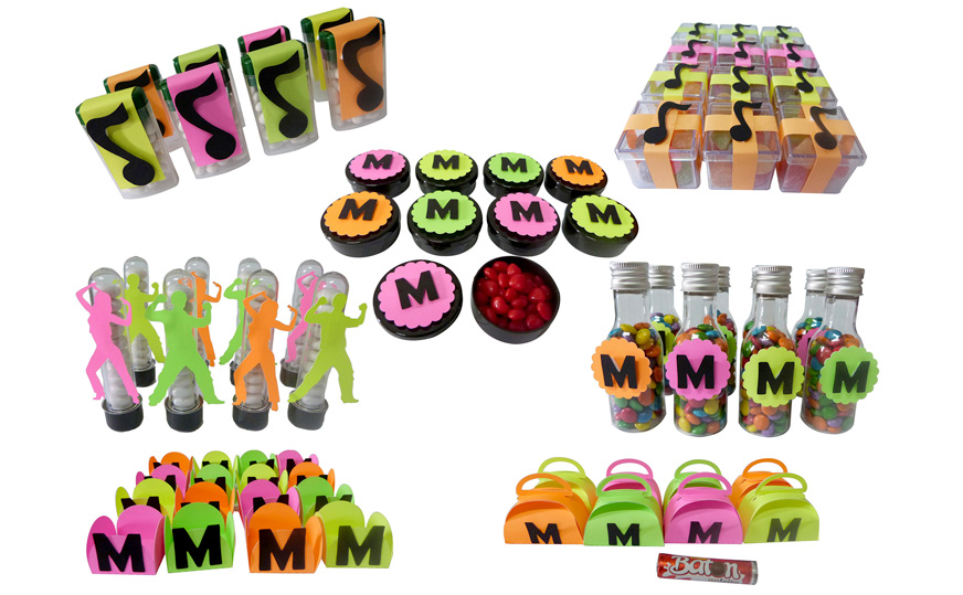 Lembrancinhas neon fluorescentes para festa teen
